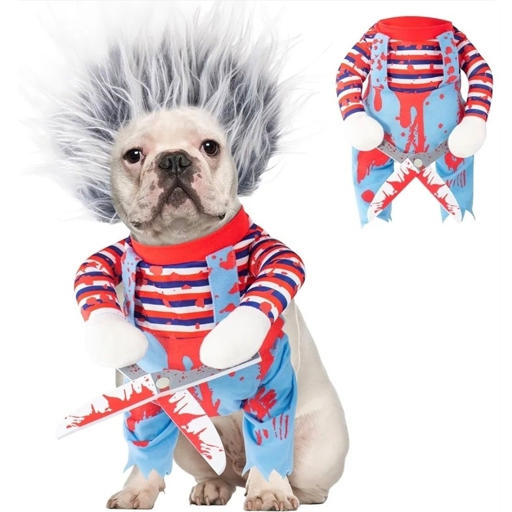 Deadly Dog Halloween Costume Scary Doll Small Dog Cat Puppy Blue S33